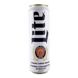 NIB Miller Lite Beer Can Novelty Crew Socks 2 Pair Set 8-12